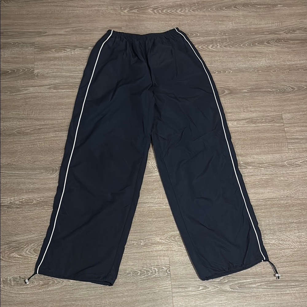 Navy Track Pants with White Stripes